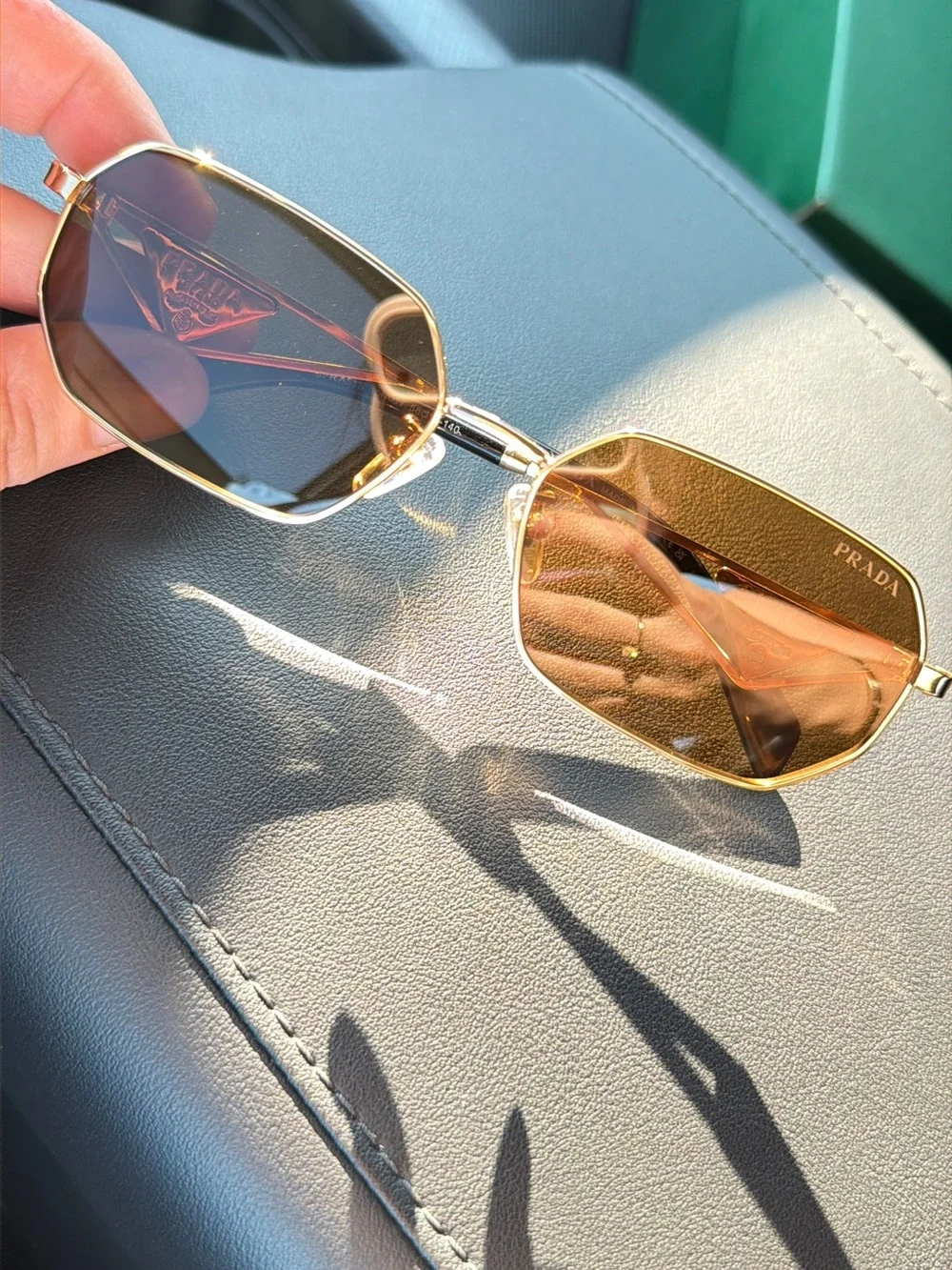 Prada Gold Frame Sunglasses with Brown Lenses